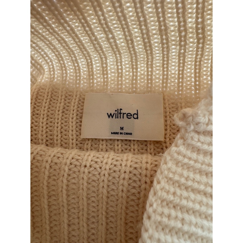 Aritzia Wilfred Montpellier 100% Merino Wool Cream Mock Neck Sweater Size M - Picture 3 of 7